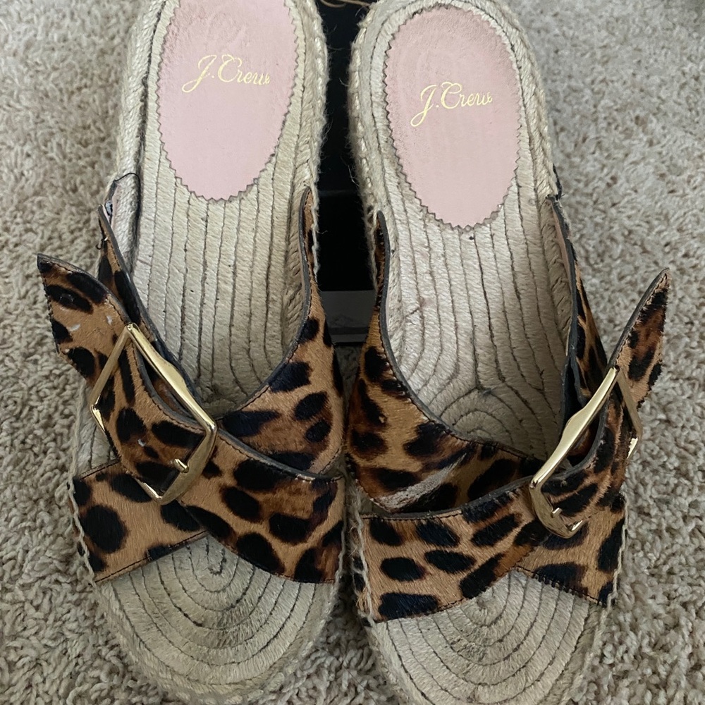 J Cew women’s leopard espadrilles size 9